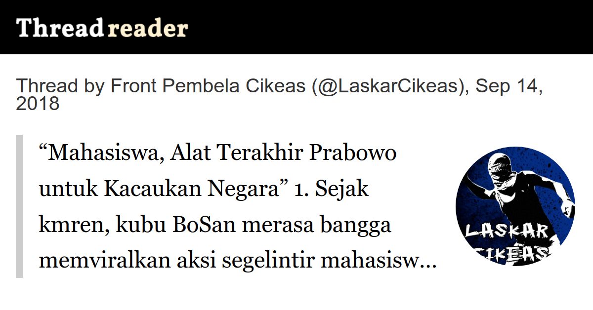 Thread By At Laskarcikeas Mahasiswa Alat Terakhir Prabowo