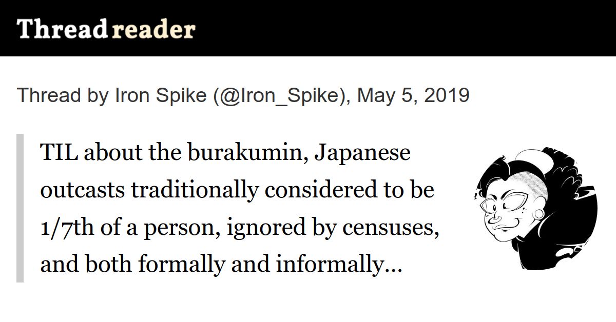 Thread By Iron Spike Til About The Burakumin Japanese