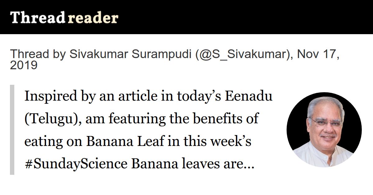 Thread By S Sivakumar Inspired By An Article In Today S Eenadu