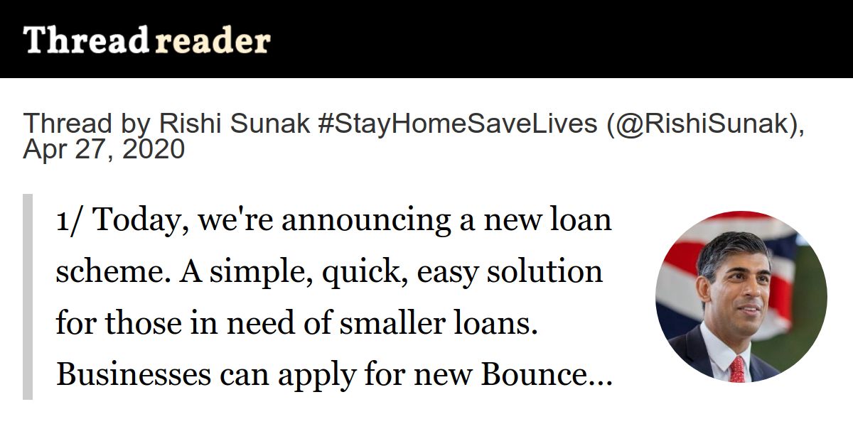 Thread By Rishisunak 1 Today We Re Announcing A New Loan