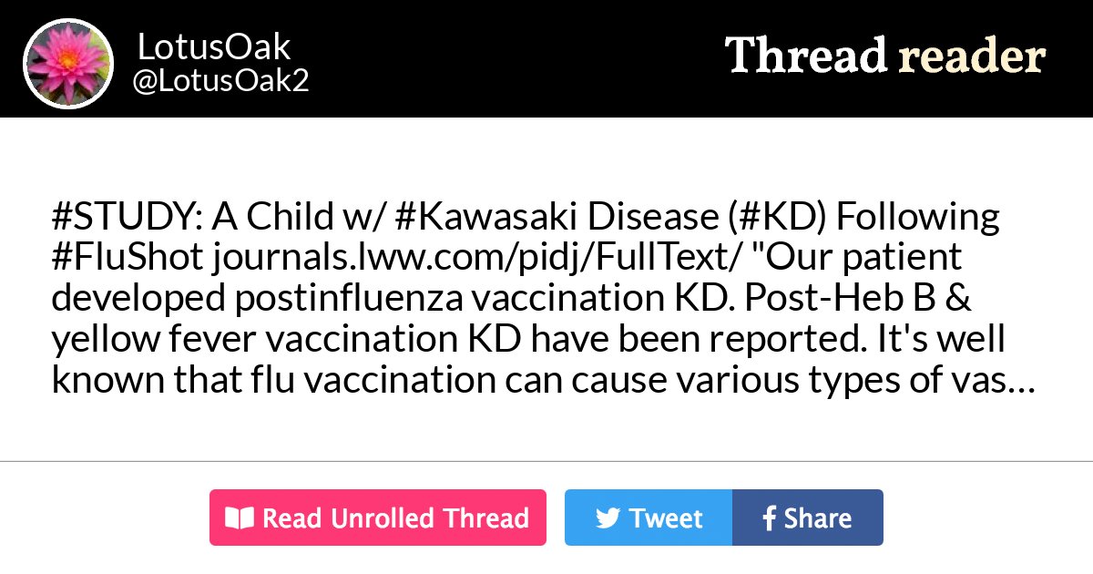 Thread By Lotusoak2 Study A Child W Kawasaki Disease Kd Following Flushot Journals Lww Com Pidj Fulltext Our Patient Developed Postinfluenza Vaccinat