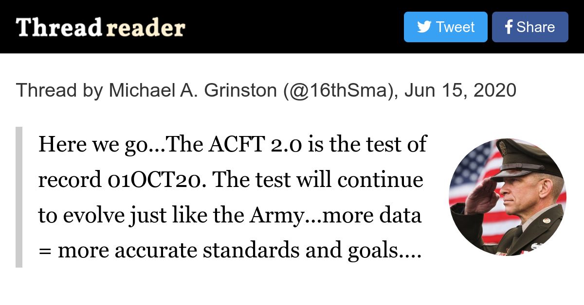 Thread by 16thSma Here we go...The ACFT 2.0 is the test of record