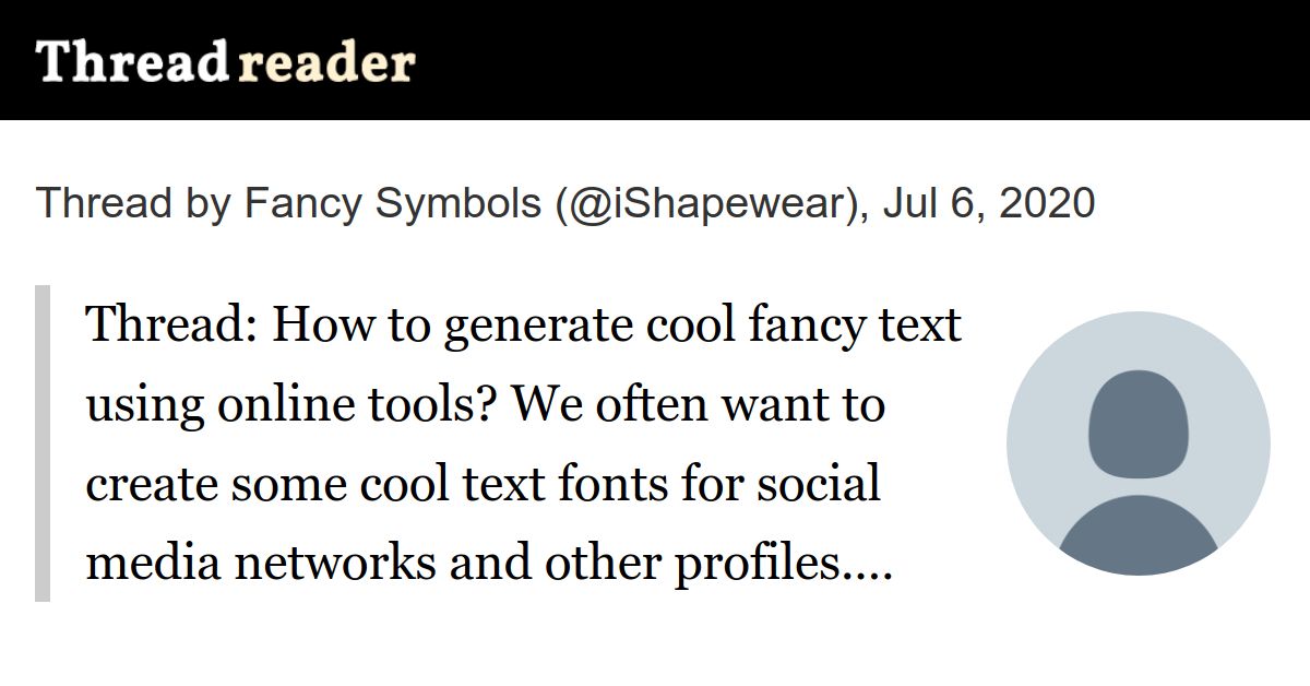 Thread By Ishapewear Thread How To Generate Cool Fancy Text