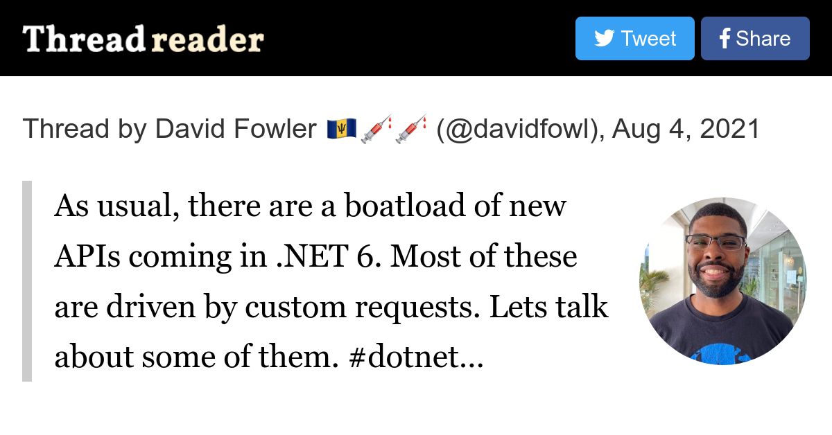 Thread by @davidfowl on Thread Reader App
