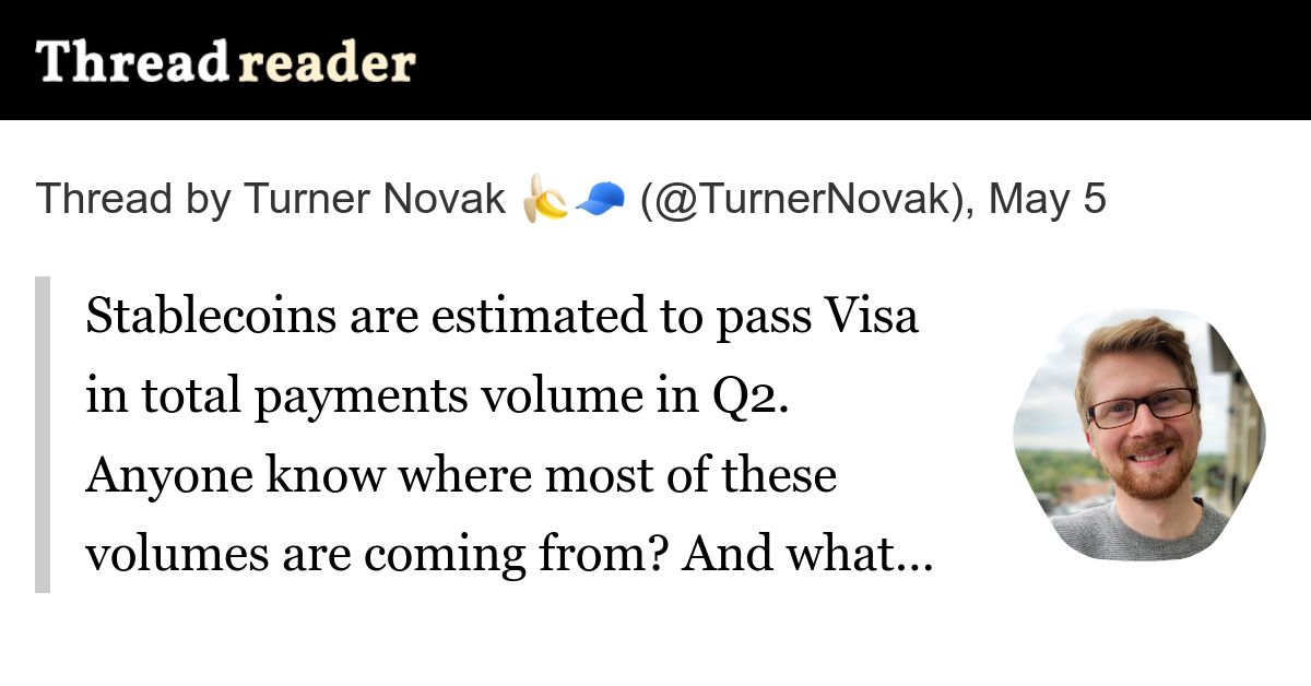 Stablecoins Estimated to Pass Visa in Total Payments in Q2 (1 minute read)