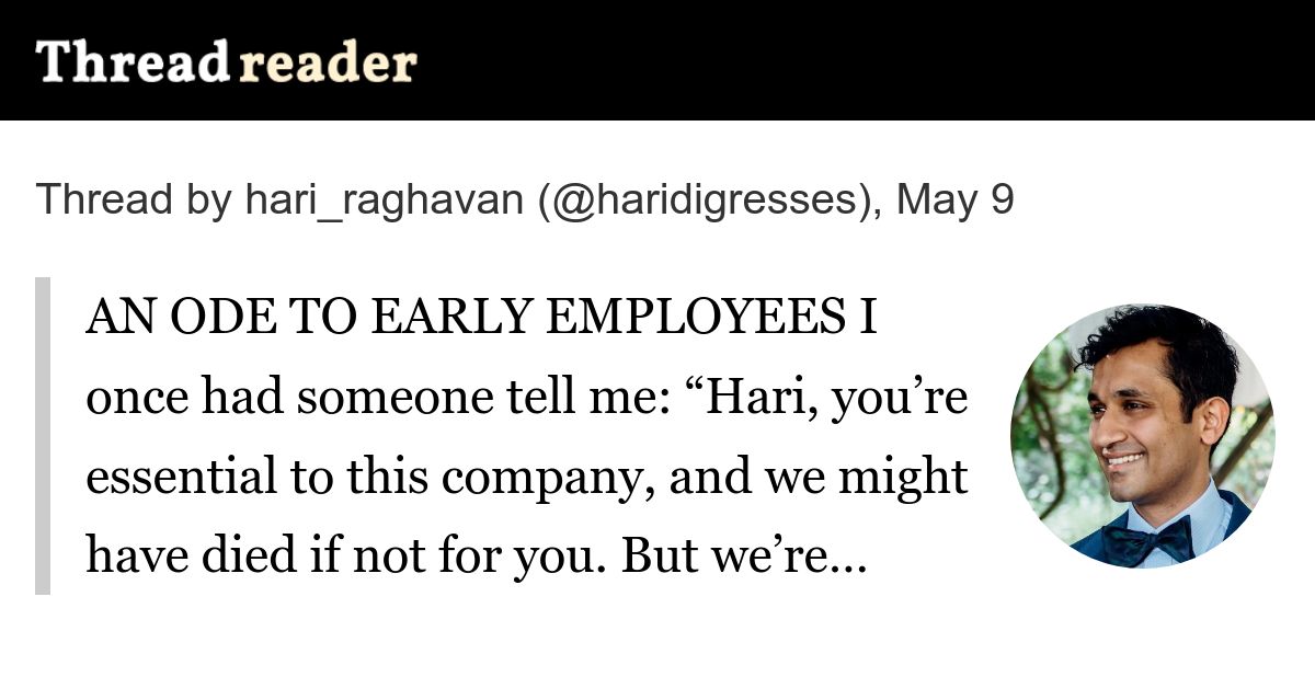 An Ode To Early Employees (9 minute read)